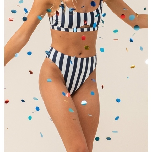 ROXY Juniors Paradise Reversible Bikini Bottoms Navy White Parallel XL New - Picture 14 of 16